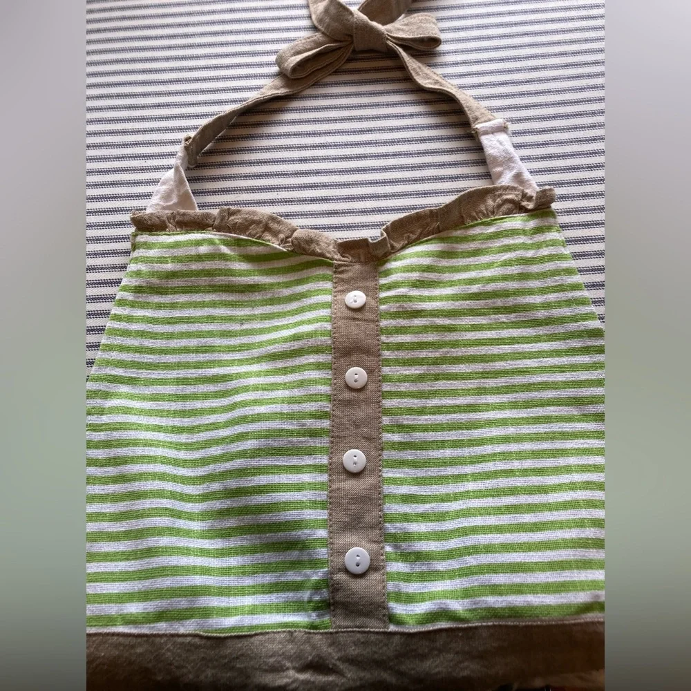 Green and White Striped Avocado Apron